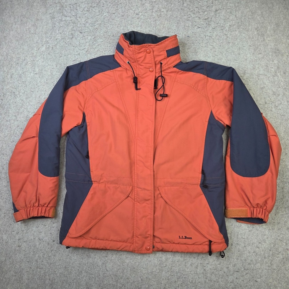 VINTAGE 90s LL Bean Thinsulate Ski Jacket Women's Large Orange Parka Hood ORF97